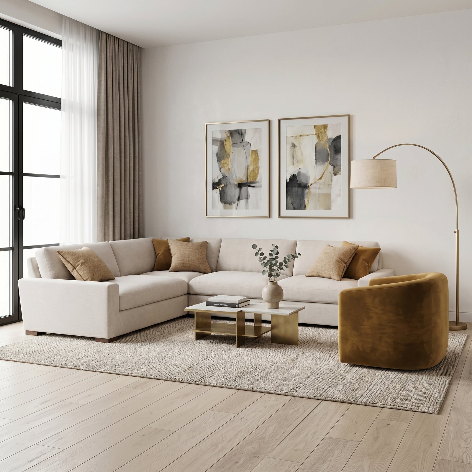 Linen Sectional Sofa