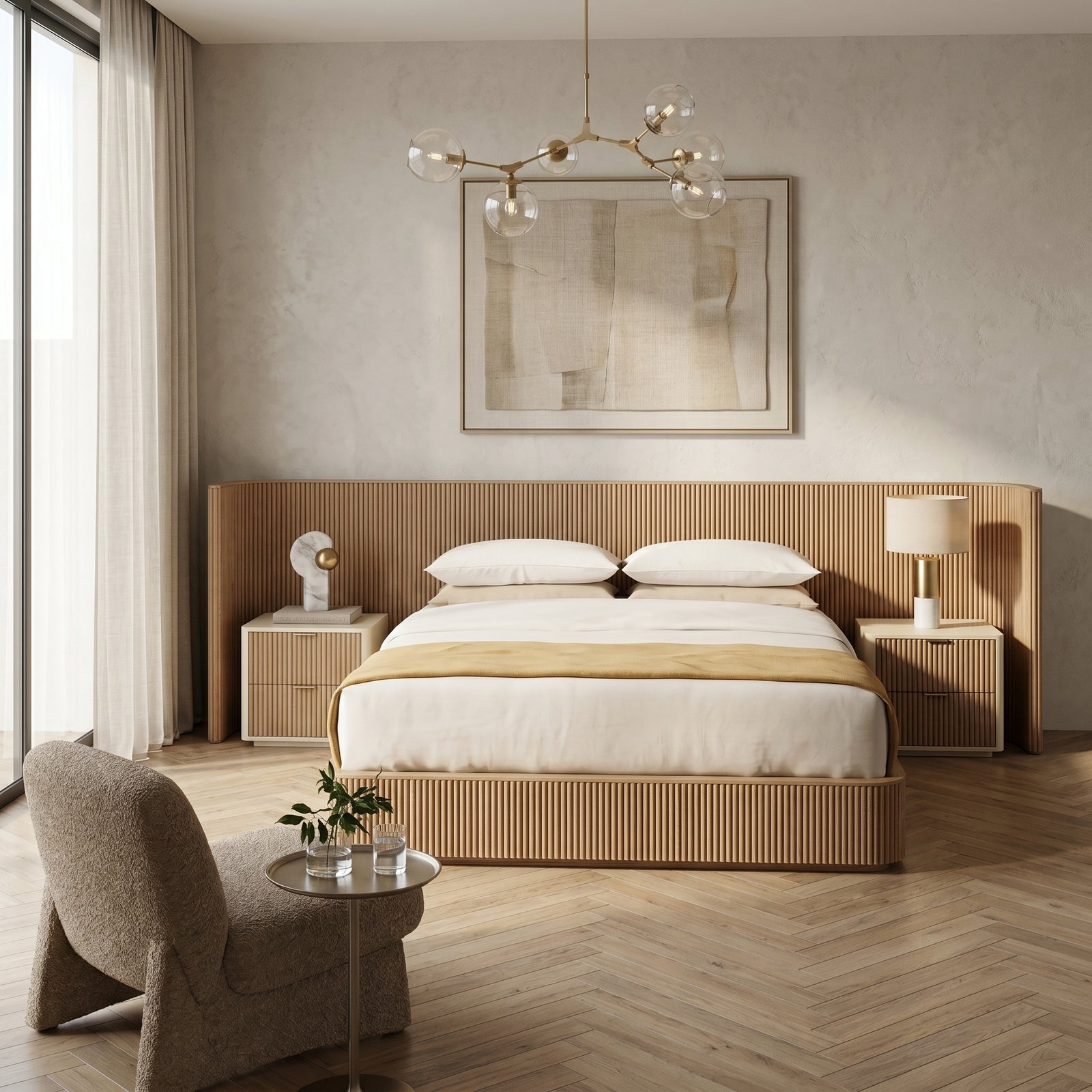 Fluted Oak Bed Frame