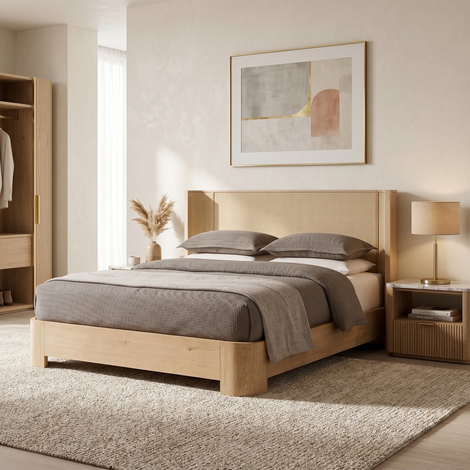 Oak Cane Bed Frame