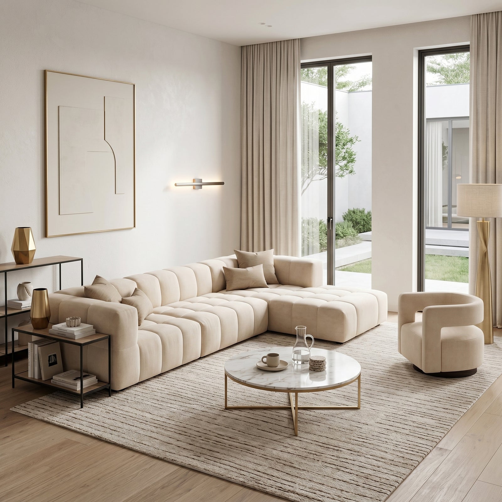 Beige Channel Daybed