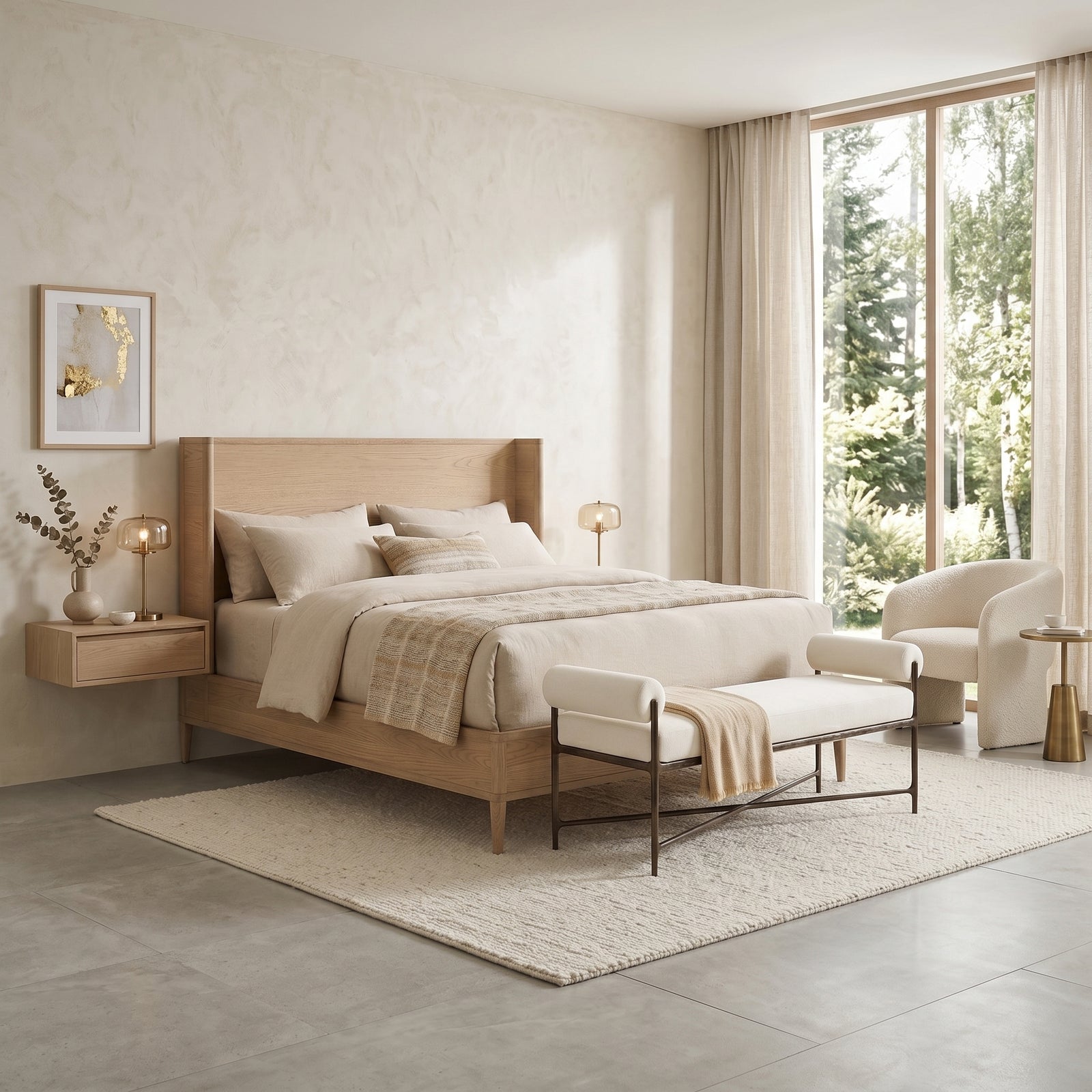 Natural Oak Panel Bed Frame