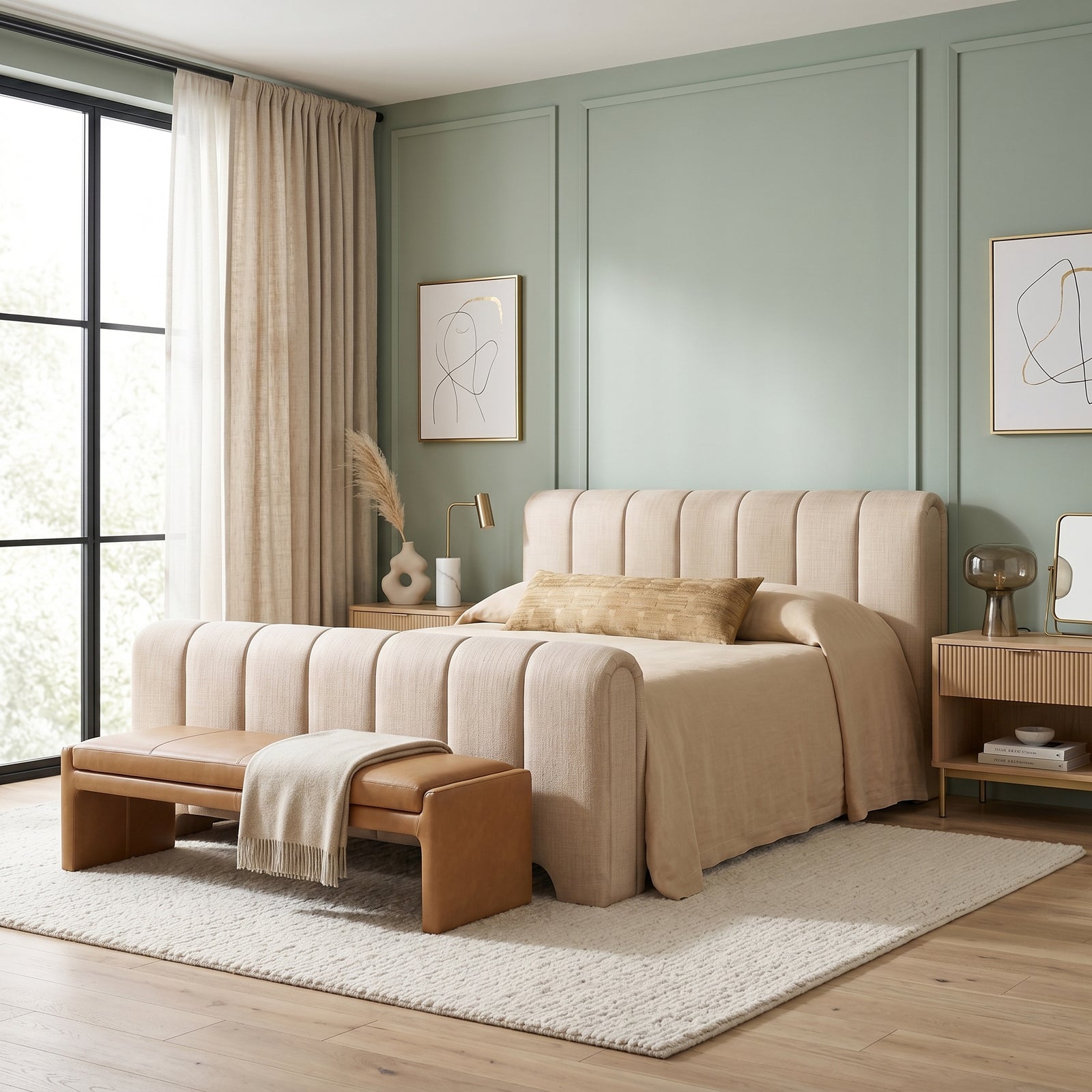 Beige Channel Bed