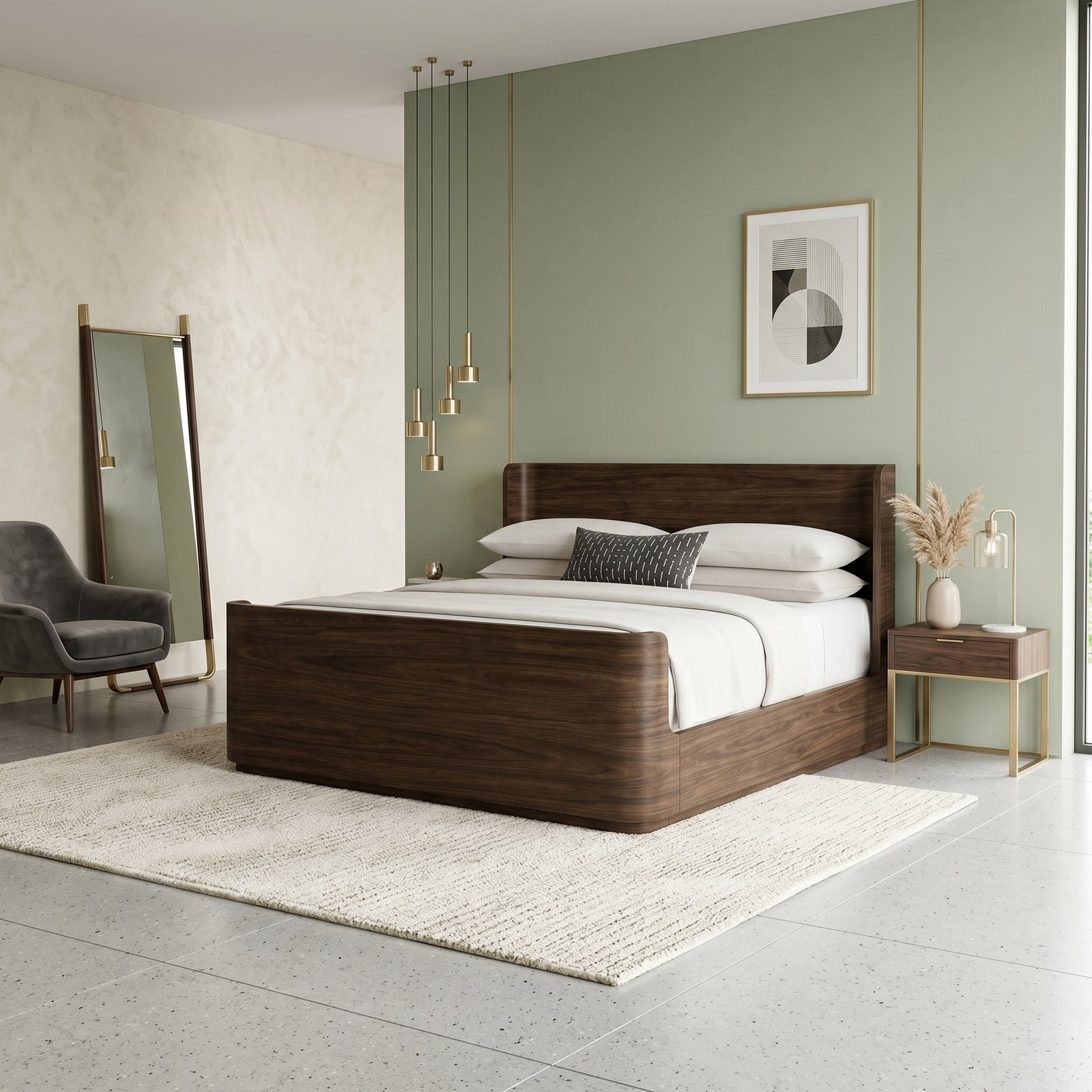 Dark Wood Platform Bed