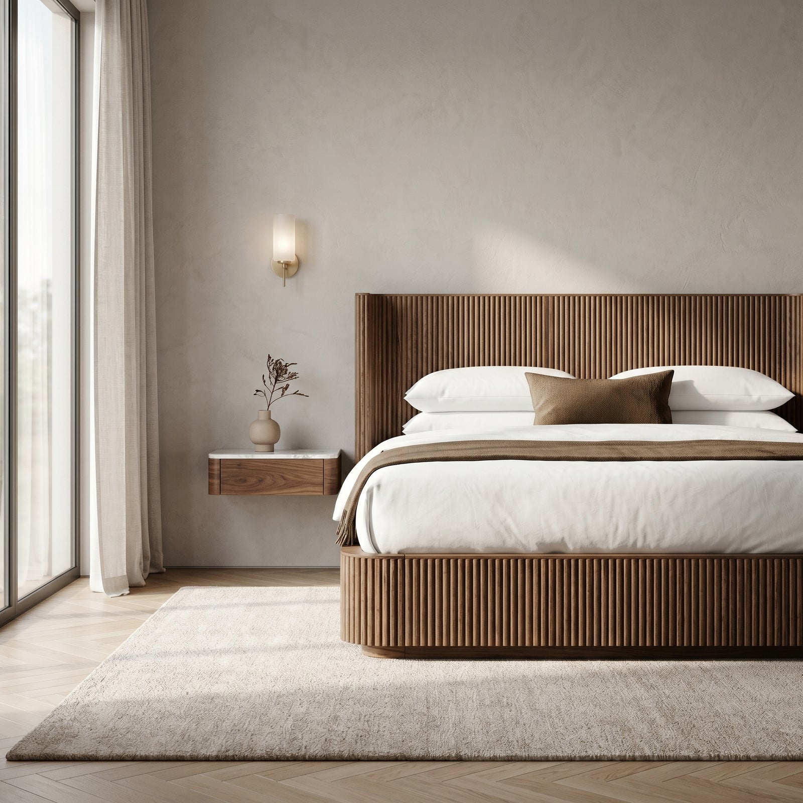 Walnut Fluted Bed