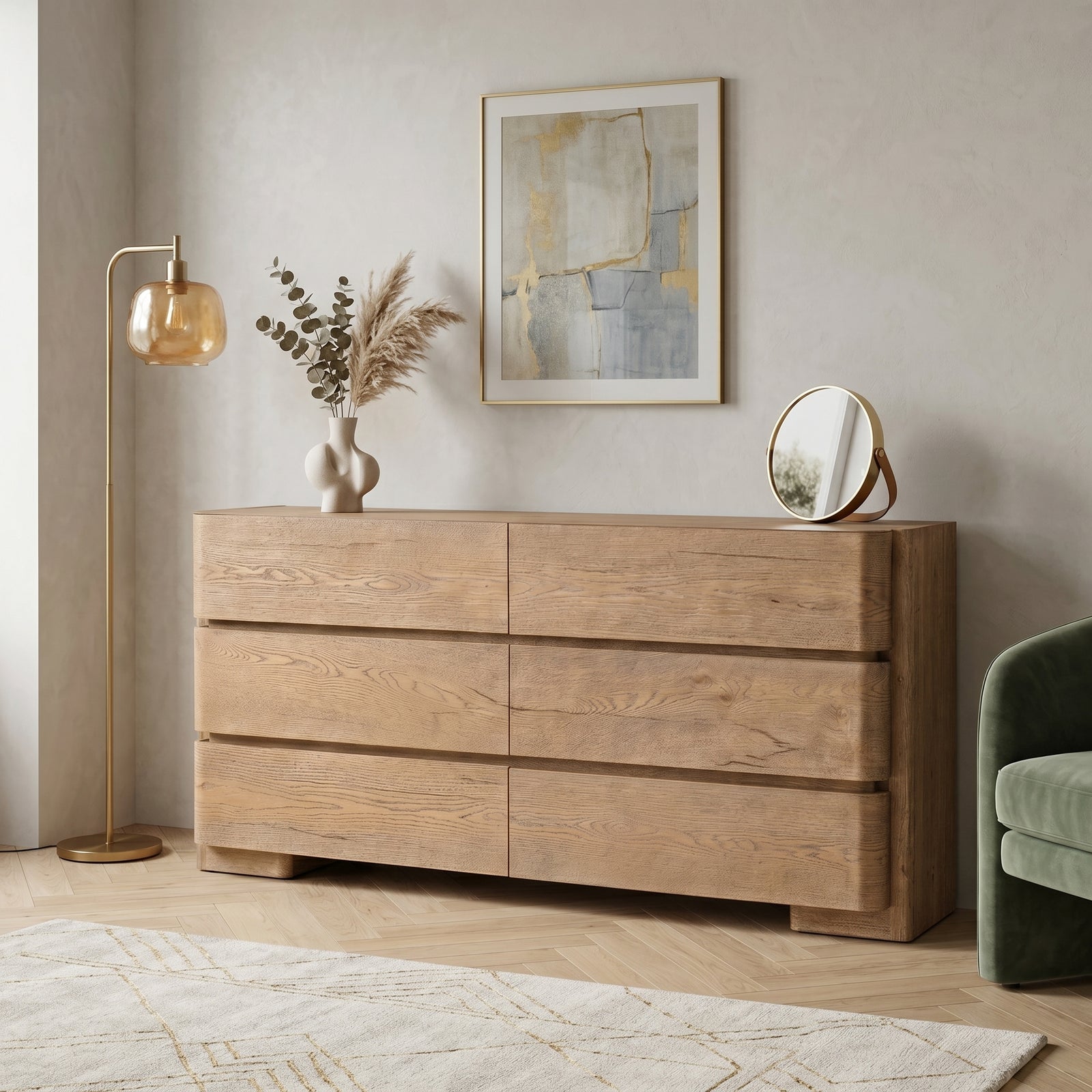 Oak Six Drawer Dresser