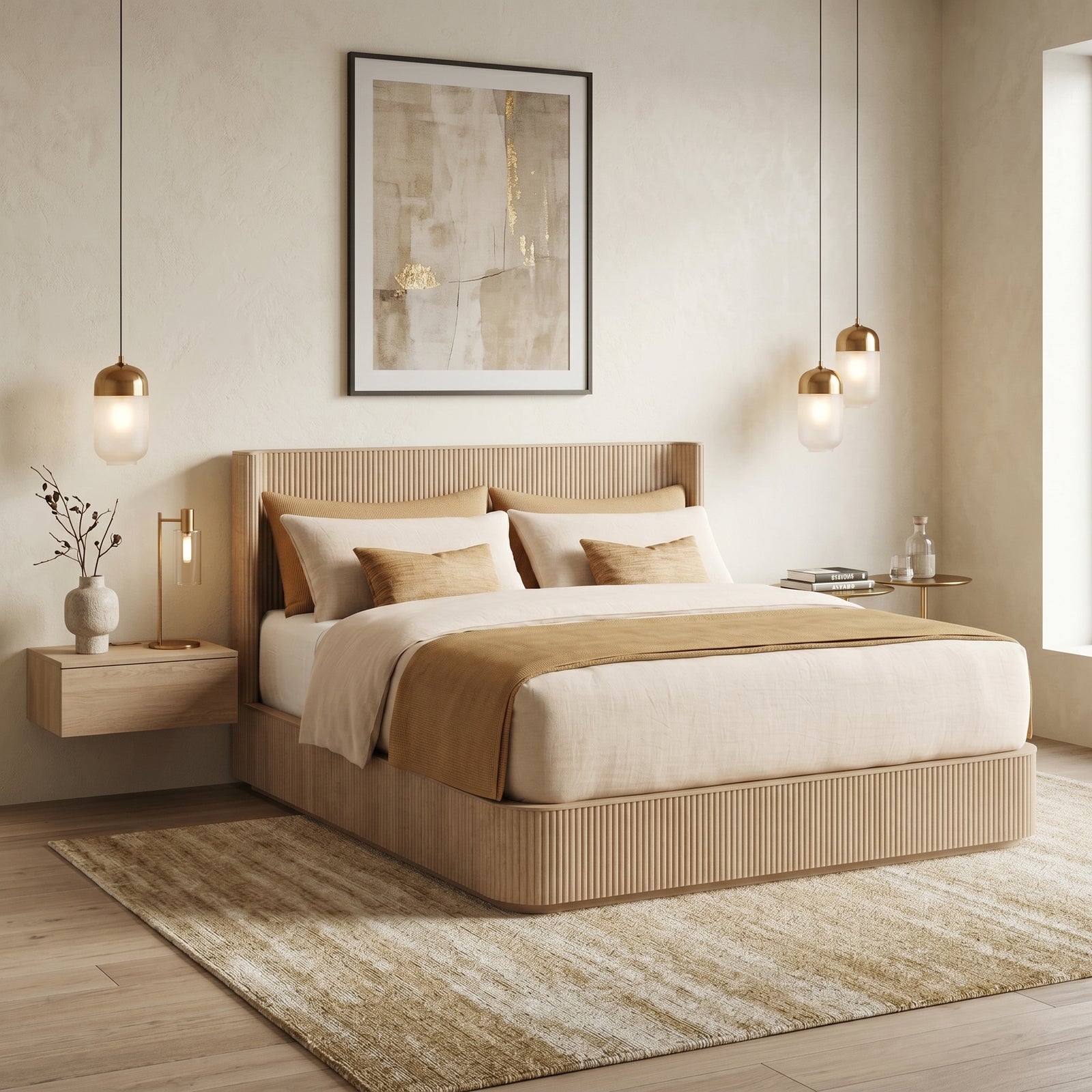 Fluted Oak Bed Frame