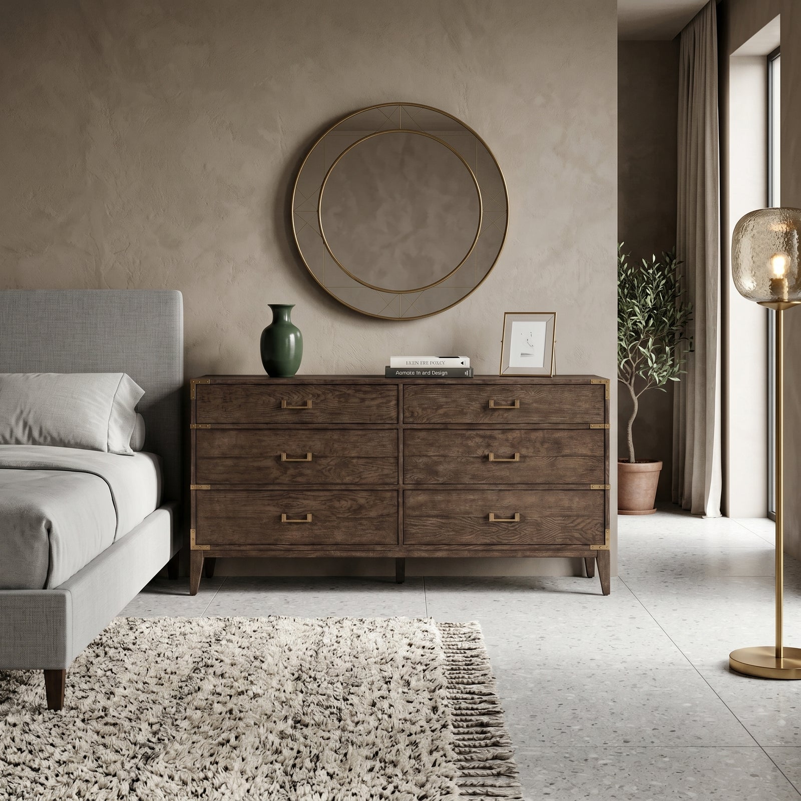 Dark Wood 6-Drawer Dresser