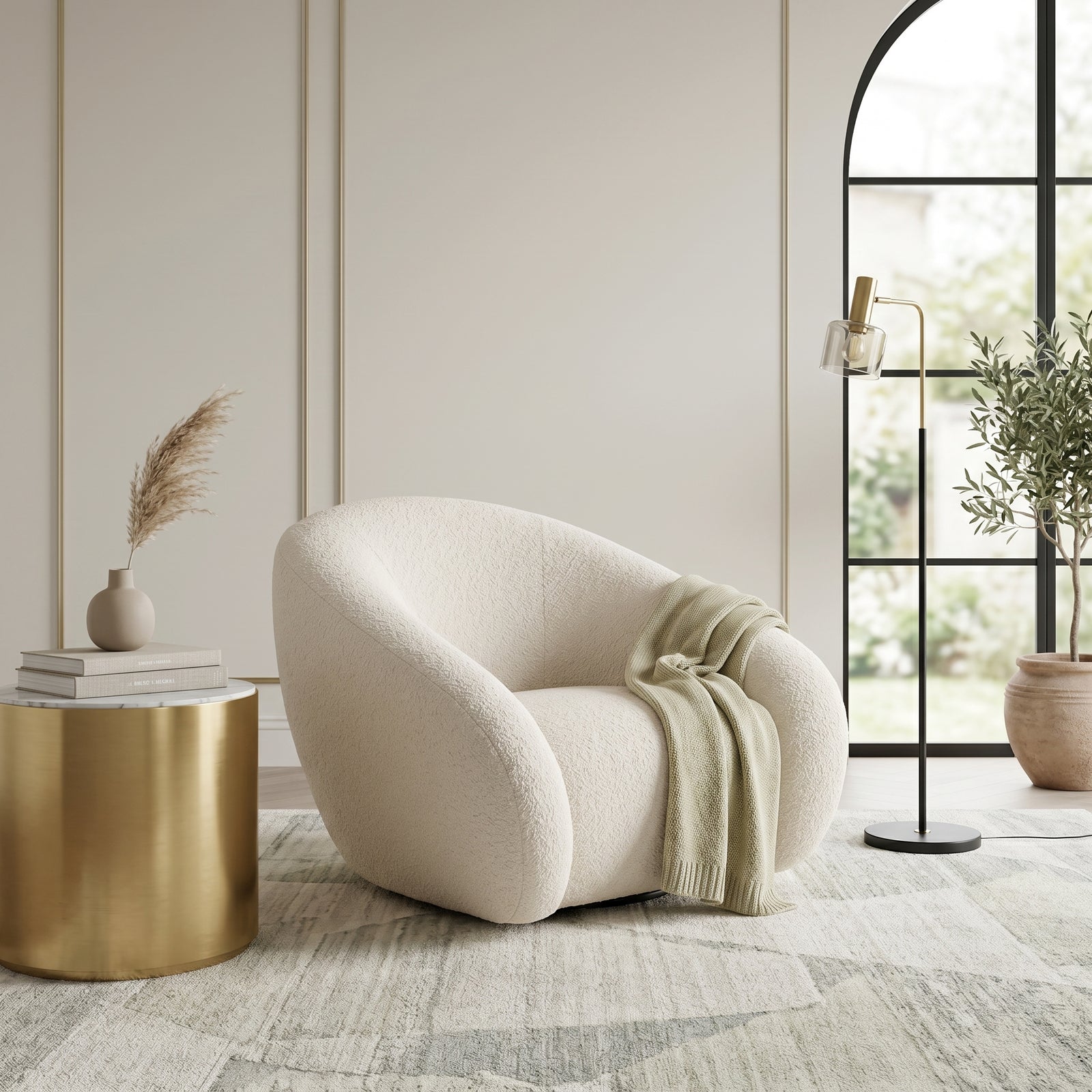 Cream Bouclé Armchair