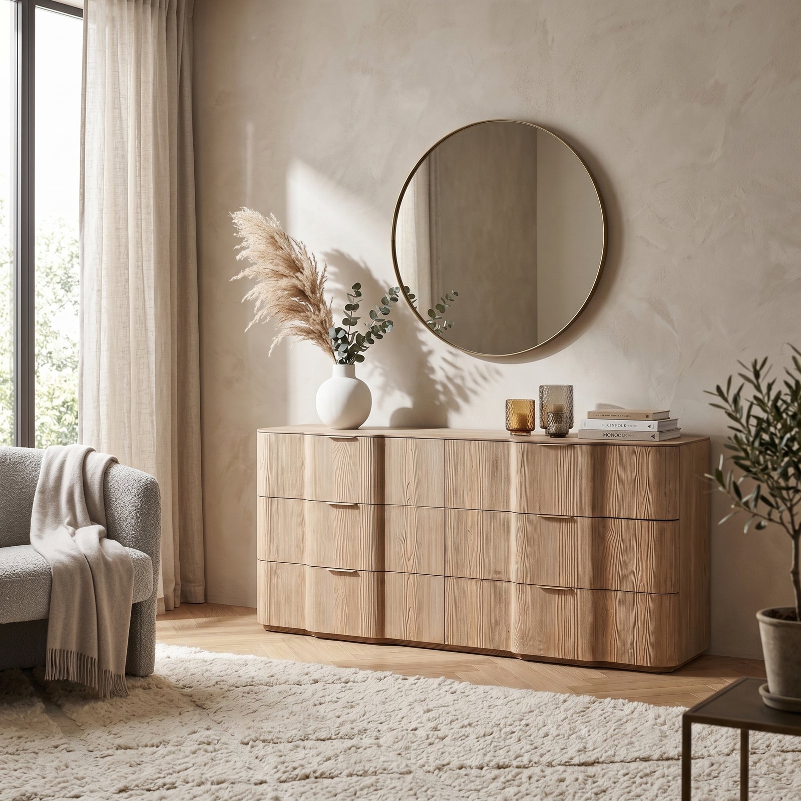 Oak Wave Front Dresser