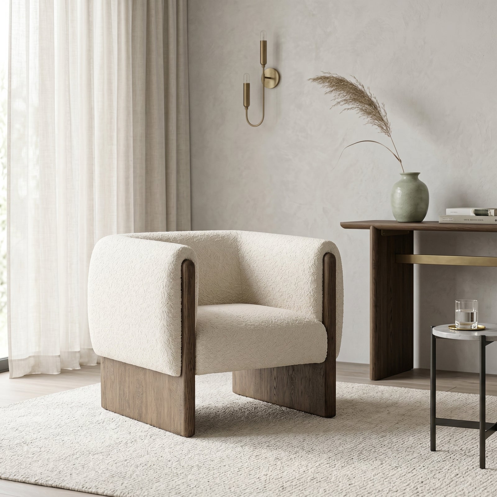 Boucle Wood Armchair