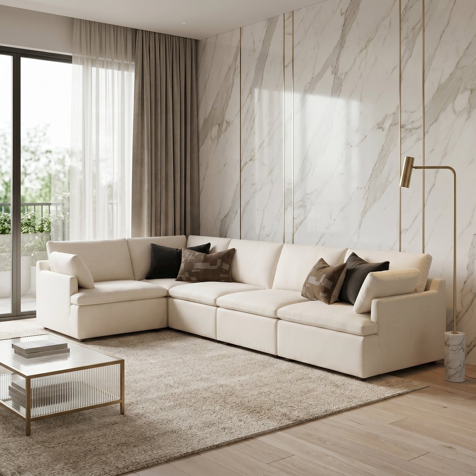 Cream Linen Sectional